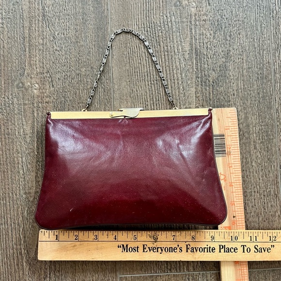 1960s Genuine Leather Maroon purse - Picture 5 of 10